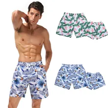 Новые Семейные комплекты пляжной одежды для папы и сына, Летние плавки для плавания с принтом для мальчиков, плавательные трусы купальник пляжный шорты купальник