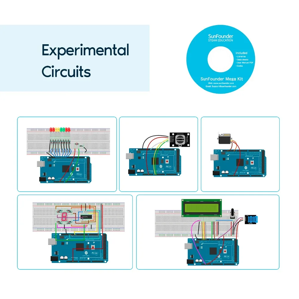 Стартовый набор для проекта sunfower Mega 2560 R3 для Arduino UNO R3 Mega2560 Mega328 Nano+ 26 учебников+ светодиодный+ резистор+ CD