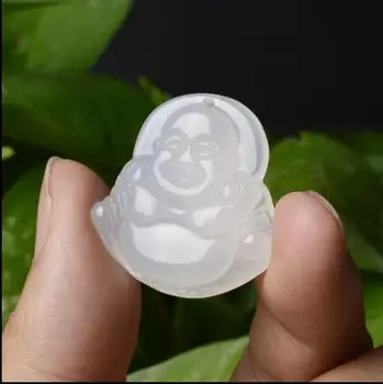 

Natural jade agate chalcedony white and white Buddha jade pendant chalcedony Maitreya jade pendant