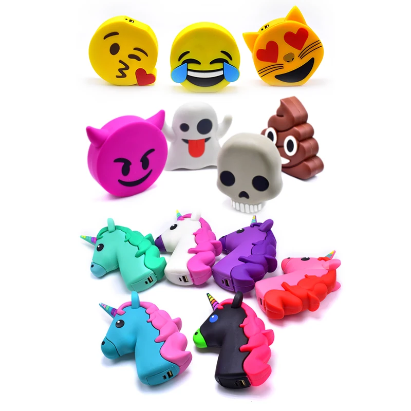Emoji запасные аккумуляторы для телефонов 2000 мАч единорог мультфильм USB выход