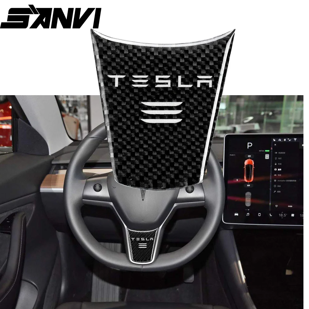 

Car Sticker for Tesla Model3 Steering Wheel l Decorative Stickers Carbon Fiber Modified Stickers Interior Accessories