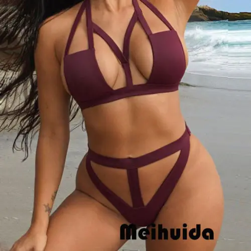 

2018 New Sexy Womens Hollow Bikini Set Push-Up Bandage Swimsuit Swimwear Bathing Suit Beachwear