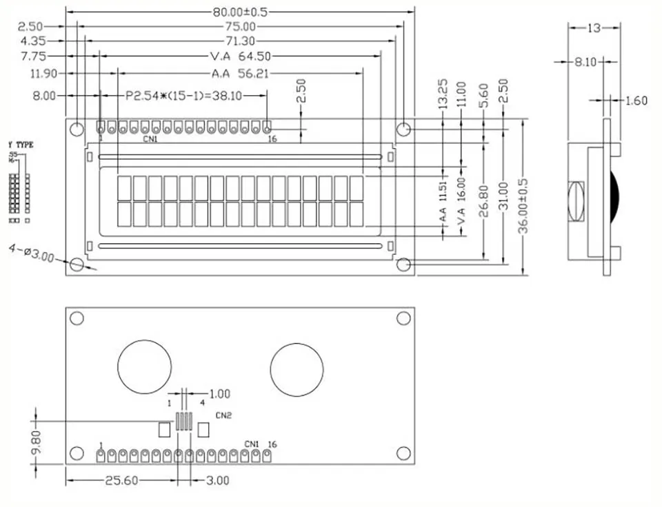 Серийный SPI IEC 1602 162 16*2 символьный ЖК-модуль ЖК-экран LCM со светодиодный встроенным контроллером подсветки AIP31068L