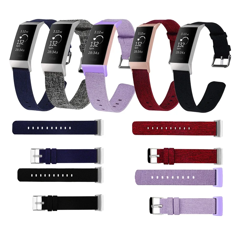 

Watch Strap For Fitbit Charge 3 Smart Bracelet WatchBand Canvas Nylon Replacement Watchband Multi-color Strap Smart Accessories