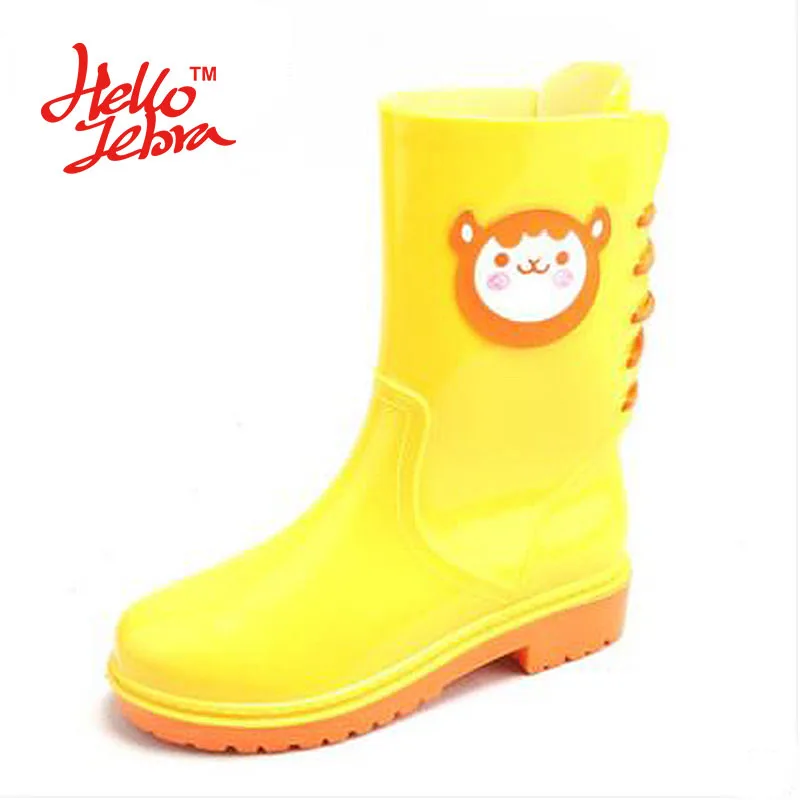 

Hellozebra Women Fashion Rain Boots Ladies Back Lace Up Animal Prints Rubber Flat Heels Mid-Calf Waterproof PVC Charm Rainboots