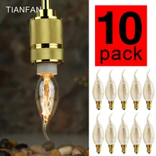 10 шт./лот C35 Совет Винтаж лампочка Эдисона E14 220 В 40 Вт Глобус Ретро лампа старинная лампочка короткозамкнутый нити дизайн Декор свет