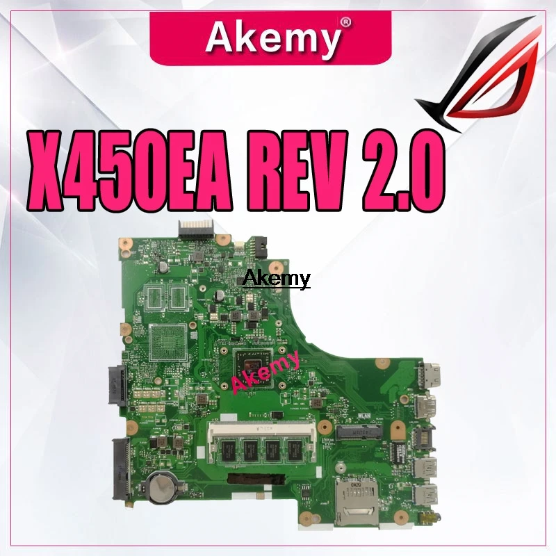 X450EA с процессором AMD 2 Гб ОЗУ, материнская плата REV 2,0 для Asus X450EA X450E X450EP X452EA X452E A452E, материнская плата для ноутбука протестирована