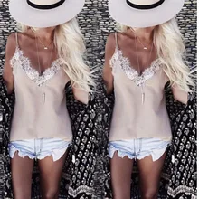 Модный летний женский кружевной жилет, рубашка без рукавов, свободные топы