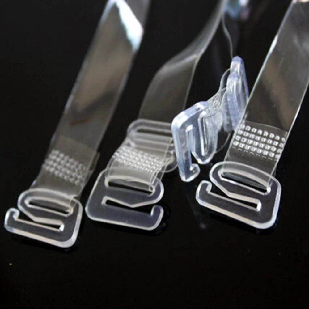 2Pairs Adjustable Transparent Bra Straps Invisible Clear Shoulder Straps Metal Hook Replacement Invisible Removable for Women and Girl 4Pcs
