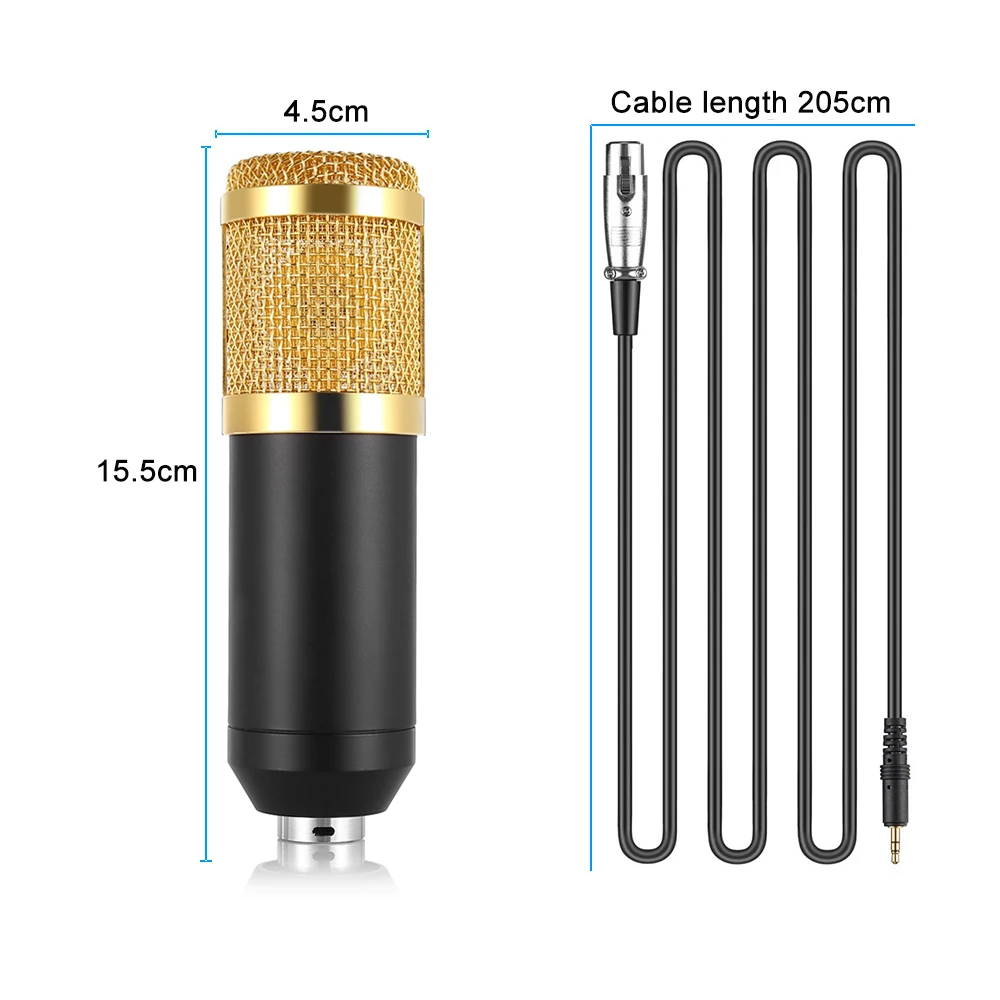 GEVO bm 800 microphone for computer professional 3.5mm wired studio condenser mic with tripod stand for karaoke pc laptop bm800
