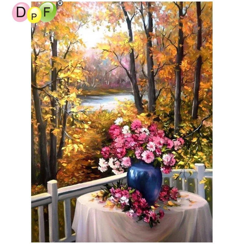 

DPF DIY Forest vase 5D home decor diamond embroidery crafts diamond mosaic square diamond painting cross stitch wall painting