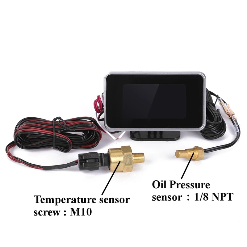 4-в-1 Lcd Автомобильный цифровой ЖК-дисплей инструмент масляной Давление Датчик вольтметр уровня топлива Температура воды метр сиамские часы M10