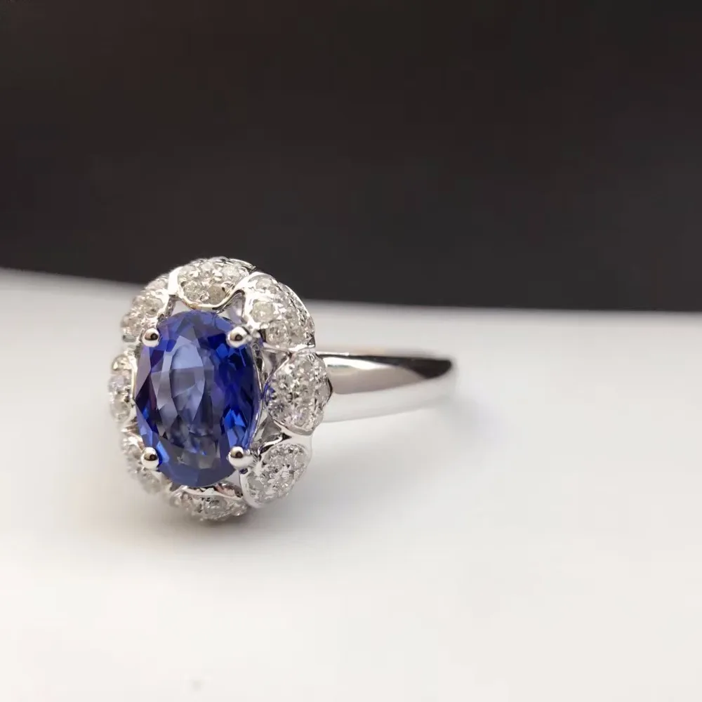 

Natural Diamond Encrusted Sri Lanka Sapphire Ring for Women Sapphire 1.20ct + Diamond 0.25ct Fine Jewelry sapphire-jewelry
