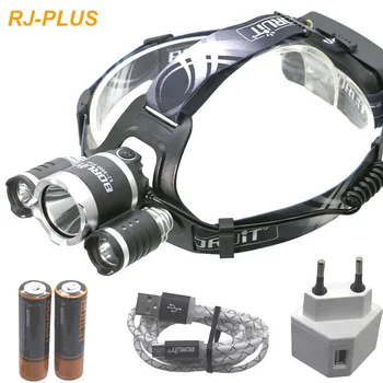 

9000LM USB LED headlight 3T6 Rechargeable Head lamp Waterproof 18650 Lamp Lights 18650 Battery With Usb Cable