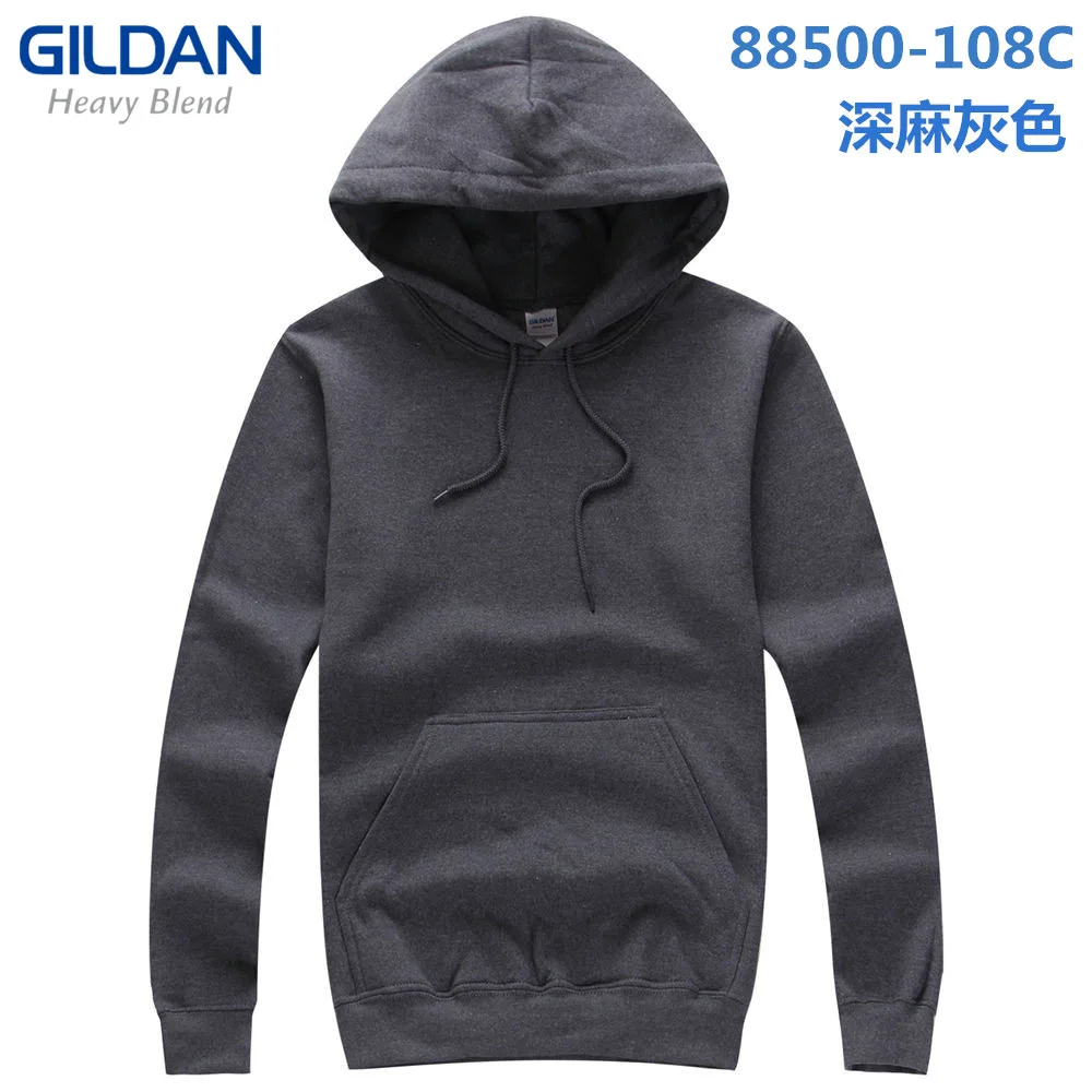 Dark Gray 108C GILDAN 88500, Мужская толстовка, повседневная, одноцветная, толстовки, мужская мода, флис, высокое качество, с капюшоном, пуловер, хип-хоп, спортивная одежда - Цвет: Dark Gray 108C