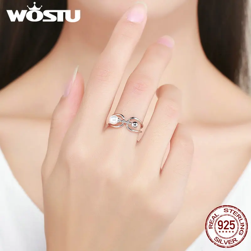 

WOSTU New Arrival Genuine 925 Sterling Silver Geometric Wave New Gothic Rings for Women Party Engagement Jewelry Gift FIR219