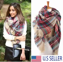 Women Scarf Wraps Shawl Oversized font b Tartan b font Scarf Wrap Plaid Cozy Pashmina Women