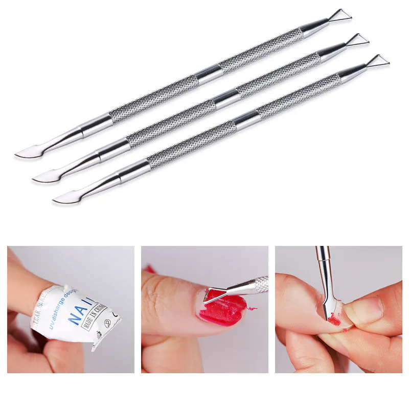 1Pcs Stainless Steel Cuticle Remover Double Sided Nail Polish Pusher