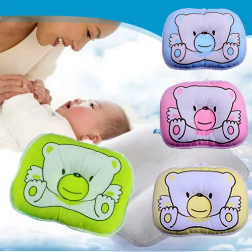 

1Pc Soft Cotton Baby Infant Bedding Bear Print Oval Shape Baby Shaping Pillow