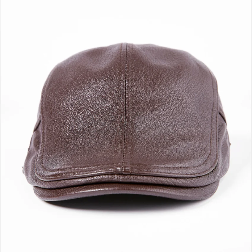 

Genuine Sheepskin Leather Caps Fashion Hats Luxury Design Visors Cap MZ42