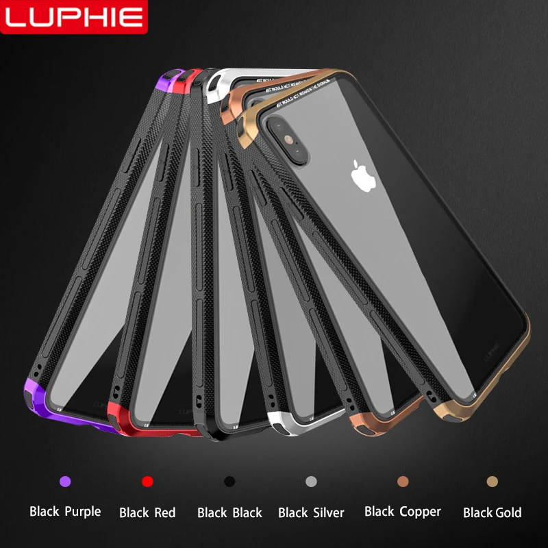 LUPHIE Luxury Glass Case For iPhone X XS Max XR Metal Bumper (16)