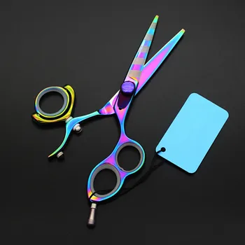 

Upscale professional Japan steel 5.5 inch rainbow Fly rotation cutting hair scissors barber makas shears hairdressing scissors