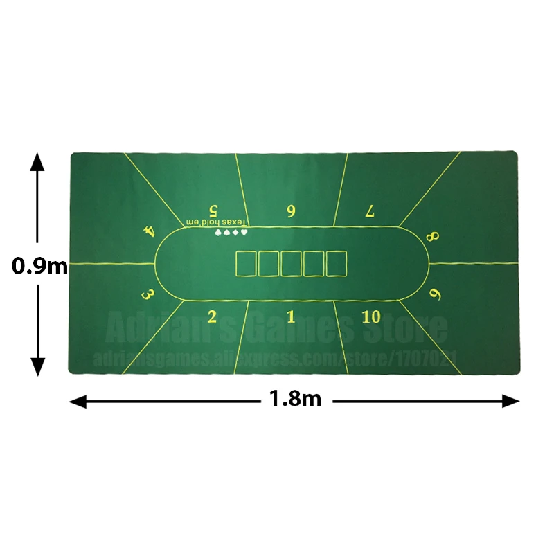 180*90см 10 Игроков Классический Зеленый Техасский Холдем Покер Скатерть Резиновая Poker Table Cloth Poker Layout Сукно для покера