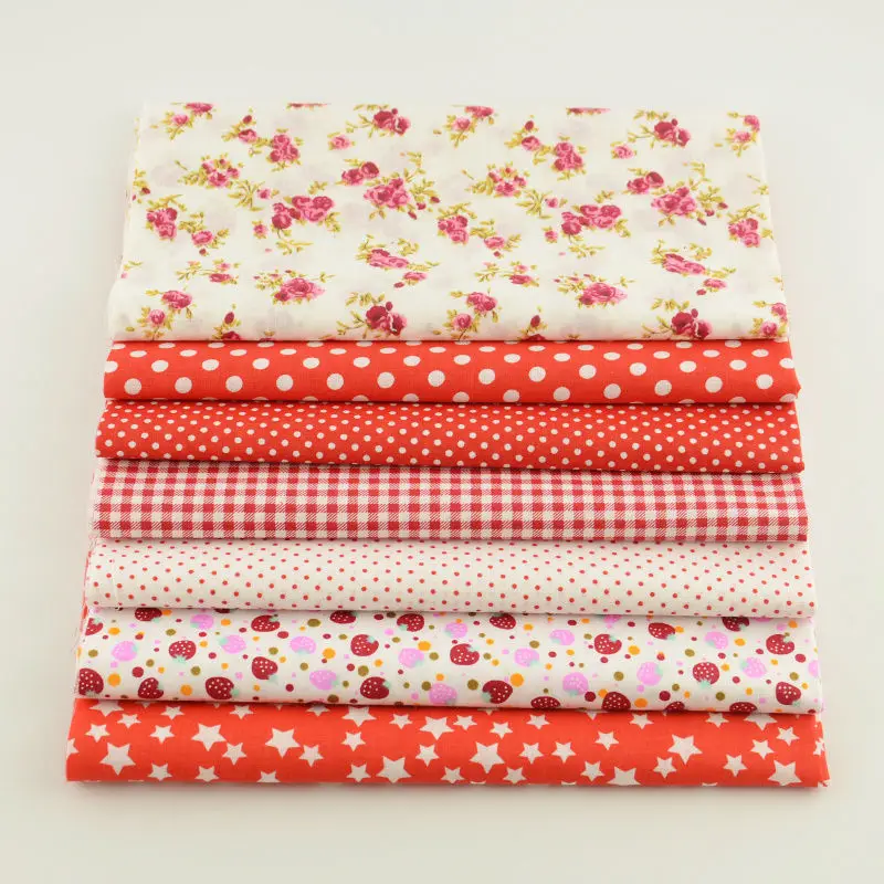 Booksew 7 шт. красный хлопок Ткань Комплект для Костюмы домашний текстиль Вышивание