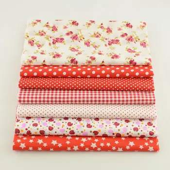 

Booksew Telas Por Metro Telas De Algodon Para Patchwork 7PCS Red Cotton Fabric Dye Sewing DIY Dress Material Tildas Stoffen