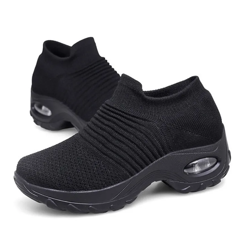 LIN KING Women Outdoor Casual Sport Shoes Plus Size Non Slip Sneakers Slip On Loafers Comfortable Height Increase Swing Shoes