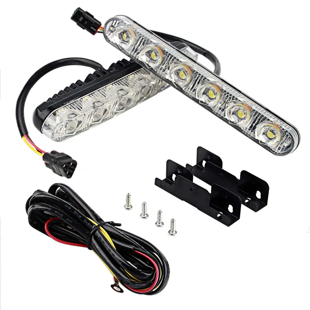 2PCS LED Daytime Running Light Waterproof 12v 6 SMD Universal Turn Signal DRL Kit White Yellow Blue Day Light Auto Driving Light