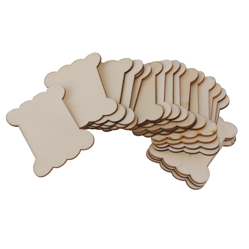 Pack of 20 Wooden Blank Thread Ribbon Twine Reel Organizer Flat Spools