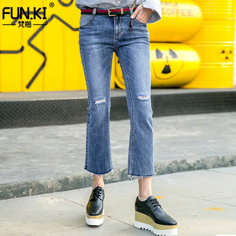 FUNKI Fashion Spring Summer Womens Flare Jeans Stretch