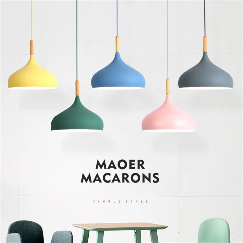 

Nordic Creative Restaurant Chandelier Living Dinning Room Bar Coffee Shop Modern Hanging Lighting Colorful Macaron Pedant Lamp