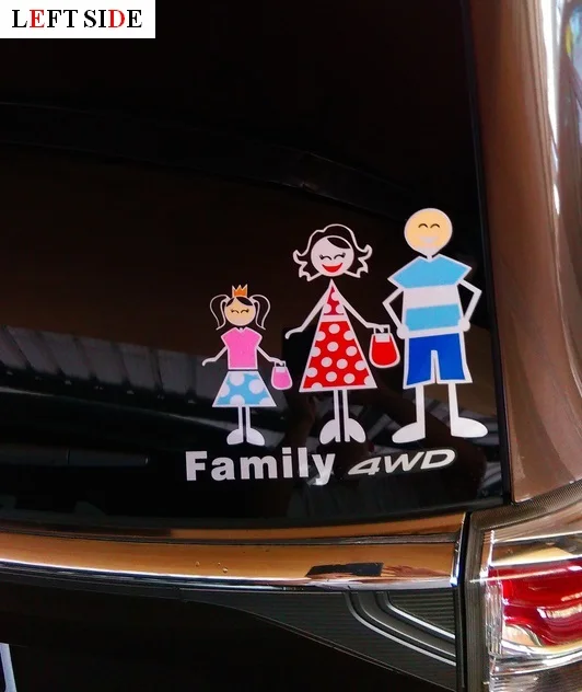 

LEFT SIDE Funny Car Stickers Family Character Rear Window Glass Reflective Colorful Creative Car-styling Waterproof Acessories