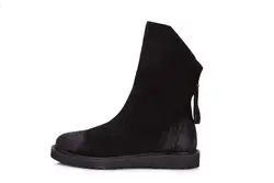 Из натуральной кожи Для мужчин ботинки до середины икры с круглым носком дышащая повседневная обувь черного цвета для Для мужчин модные