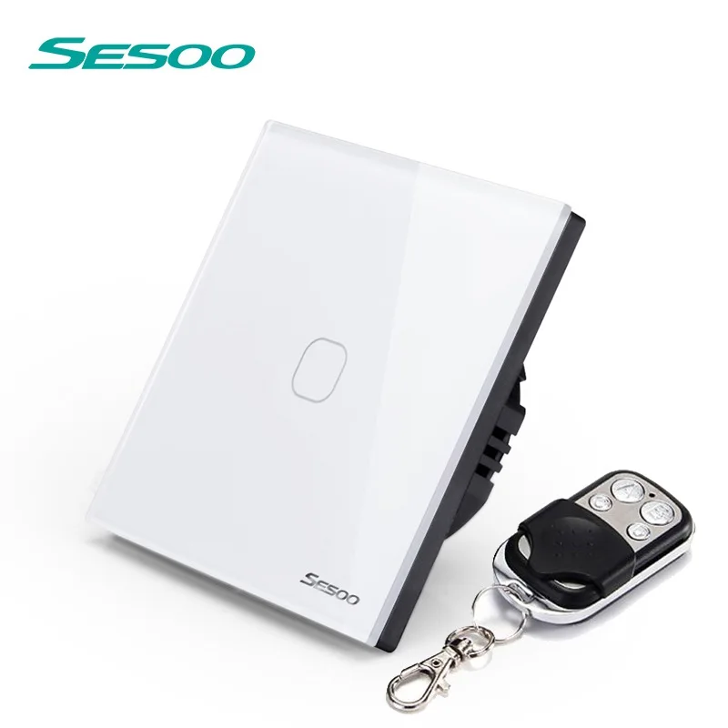

EU/UK Standard SESOO Remote Control Switch 1 Gang 1 Way ,RF433 Smart Wall Switch, Wireless remote control touch light switch