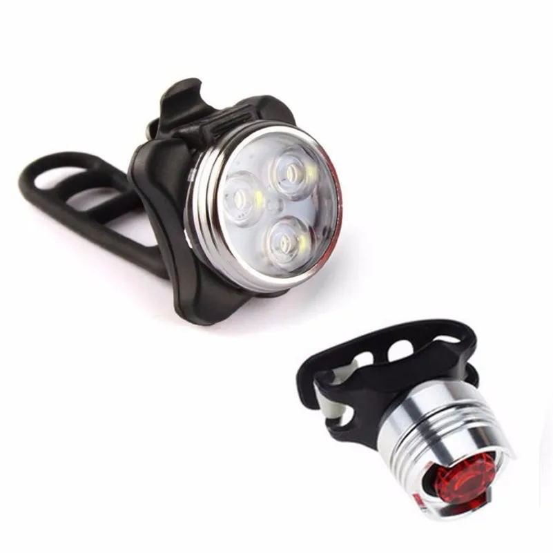 Bike Light LED USB Rechargeable led Bike Lamp Set Front Tail Light Bike Cycling Light Mount #4A24 (3)