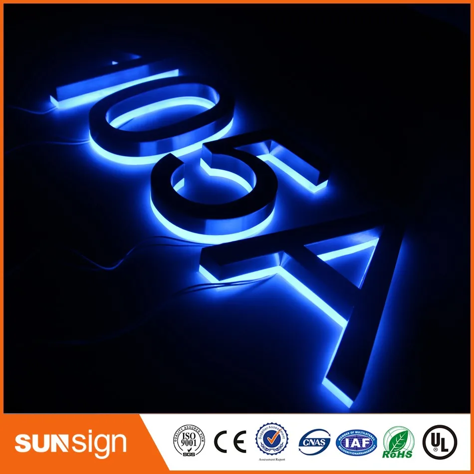 Sunsign 0-9 современный светодиодный номер дома с подсветкой нержавеющая сталь номер светодиодный