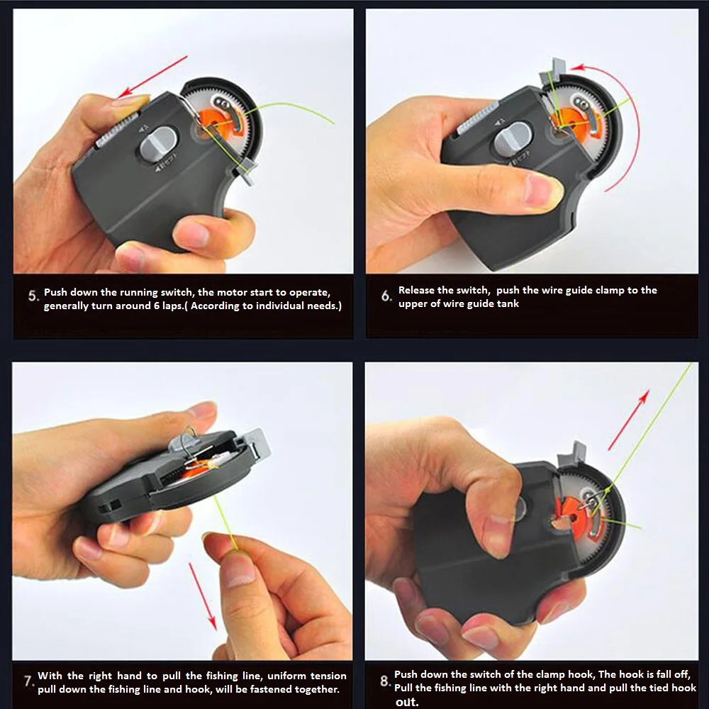 Portable Electric Automatic Fishing Hook Tier Machine Fishing Accessories Tie Fast Fishing Hooks Line Tying Device Equipment