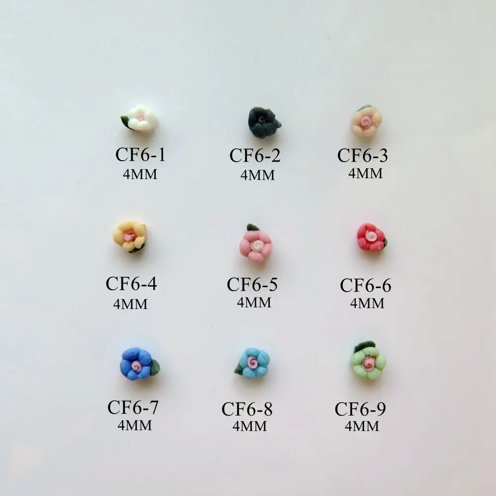 

cf6 3D 30pcs/bag 4MM Handmade Ceramic Mini 5-petal Flower Nail Art Decoration Nail art Flower Deco