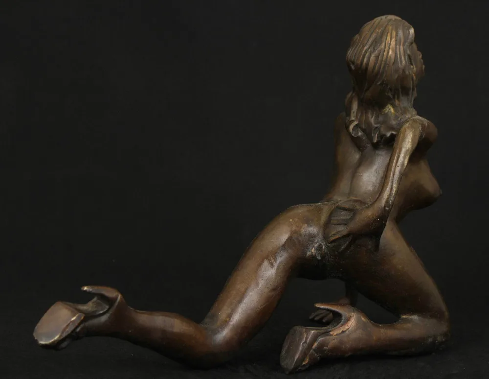 

ASIAN SEXY BRONZE COLLECTABLE HAND CARVED MODERN BELLE STATUE FIGURE ORNAMENT