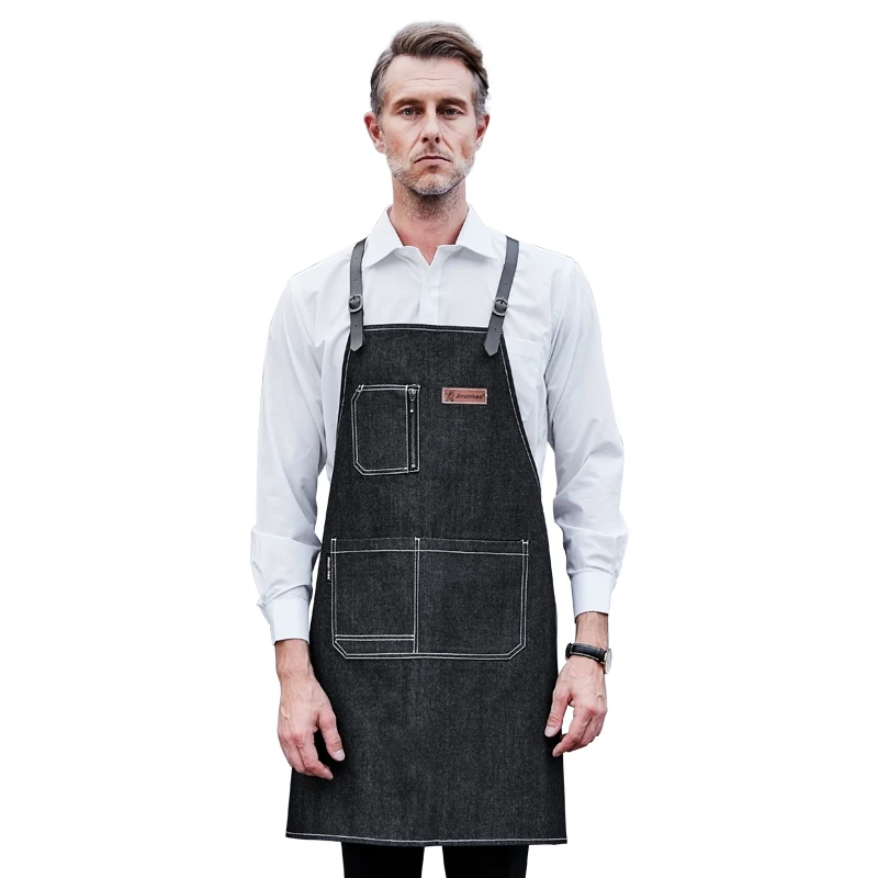

Fashion denim apron western restaurant waiter coffee shop men and women overalls apron
