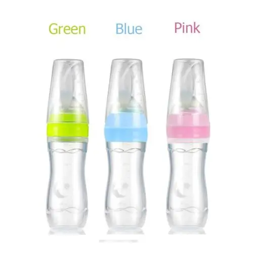 Baby Silicone Squeezable Feeding Bottle Utensils With Spoon Food Rice Cereal Feeder Safe Solid Feeding