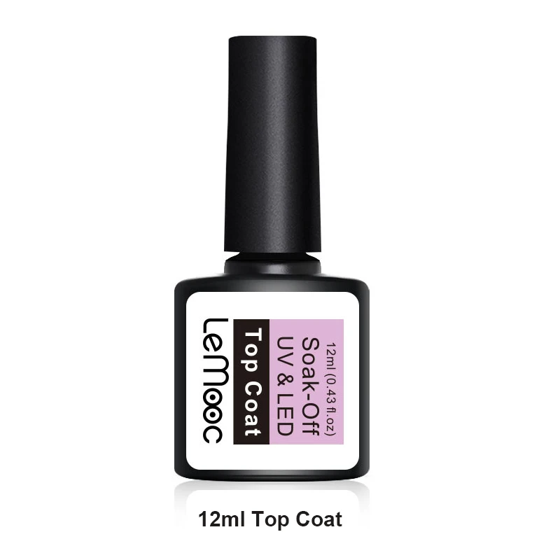 LEMOOC, 12 мл, розовая серия, Гель-лак для ногтей, чистый цвет, замачиваемый Светодиодный УФ-Гель-лак, стойкий лак для ногтей, 50 цветов - Цвет: 12ml top coat