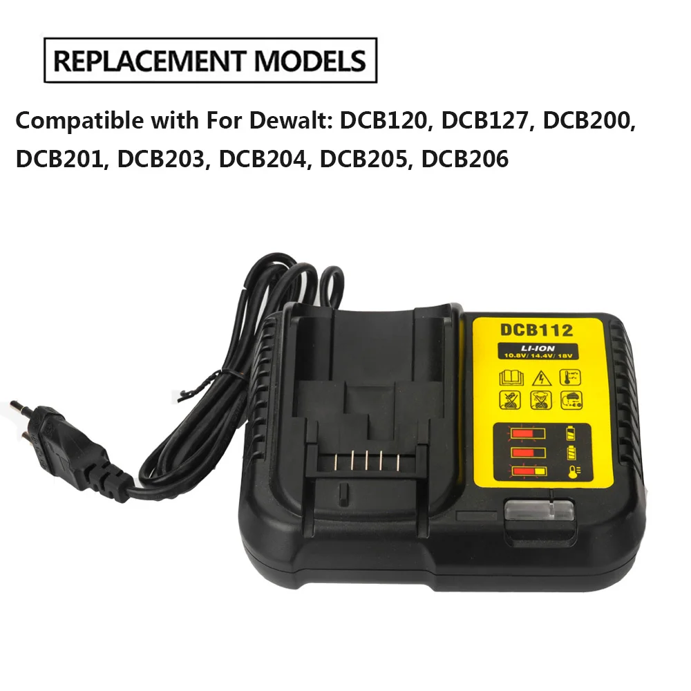 DCB112 литий-ионный Батарея Зарядное устройство для DeWalt 10,8 В 12 В 14,4 В 18 В DCB120, DCB127, DCB200, DCB201, DCB203, DCB204, DCB205, DCB206