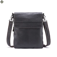 FUSHAN Crossbody Bag Fashion Men Messenger Bags Small Flap Solid Mens Shoulder Bags Zipper ipad Genuine Leather Men Bag Male