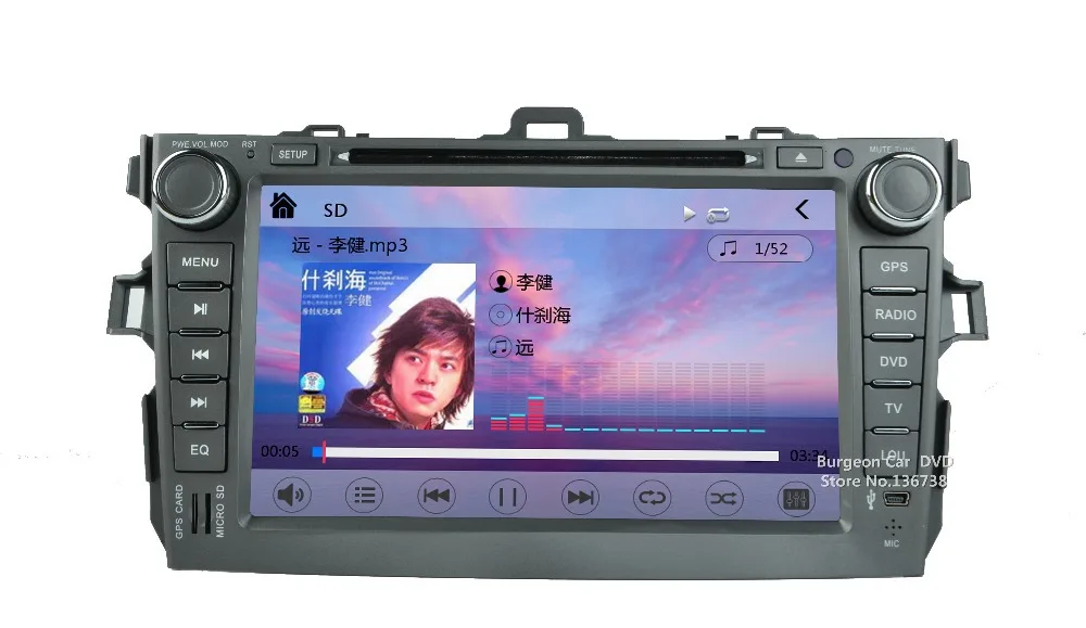 Clearance Car DVD Player for Toyota Corolla 2007-2011 Touch Screen Bluetooth USB SD iPhone 3G WiFi GPS Navigation Radio Central Multimidia 2