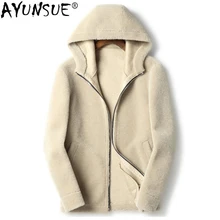 AYUNSUE шерстяное пальто осенне-зимняя куртка мужская настоящая овечья овчина меховые пальто мужские кожаные куртки размера плюс 5xl MY1420