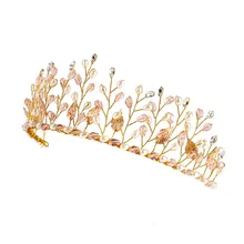 Florist Rhinestone Pearl Wedding Tiara Crown Bridal Jewelry Band Hair Accessories Hair Crown for Women Gift CX17